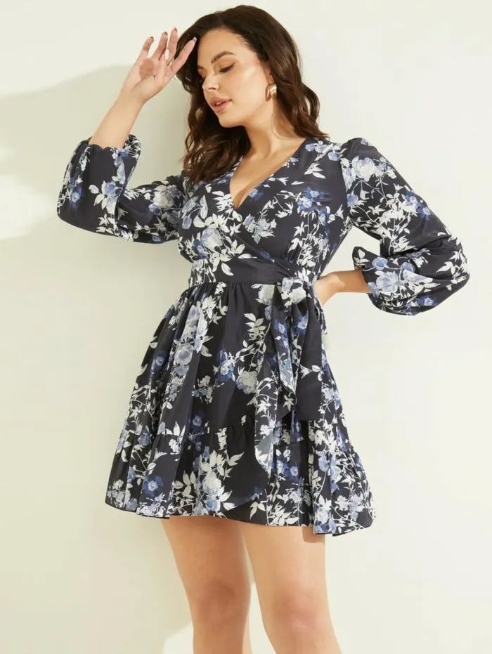 Women Petal Pose Wrap Dress Petal Pose Indigo Marciano Dresses