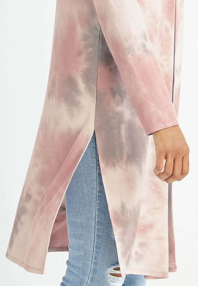 Women Pink Tie Dye Duster Cardigan Maurices Tops