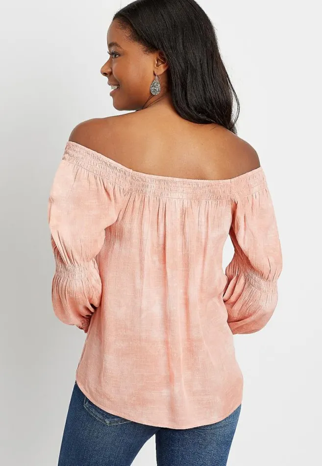 Women Pink Tie Dye Smocked Blouse Maurices Tops