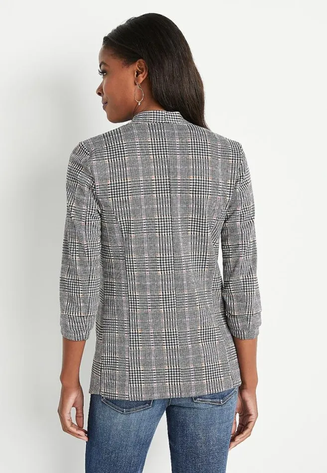 Women Plaid Open Front Blazer Maurices Tops