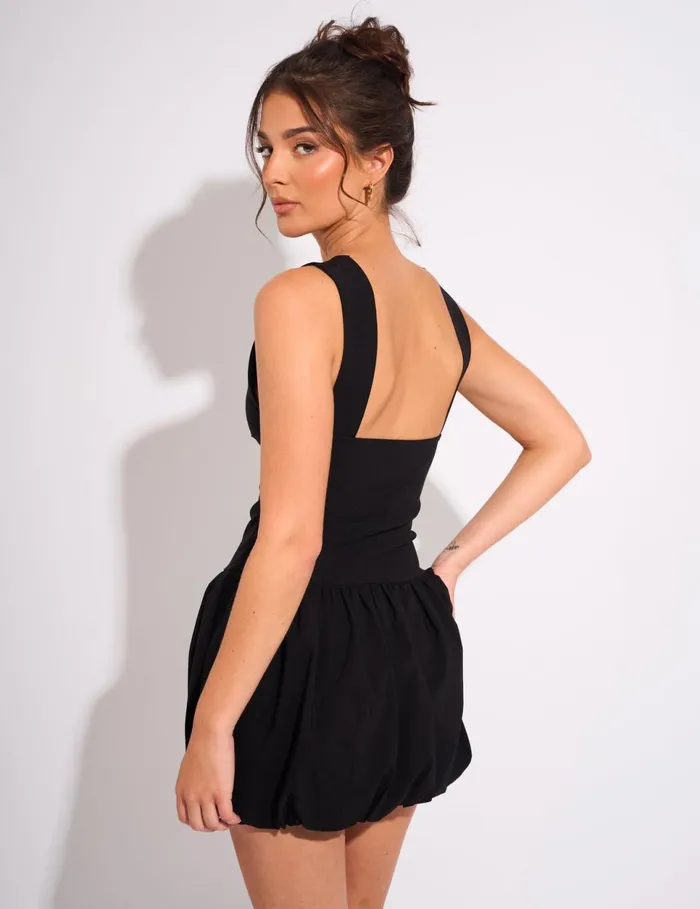 Women Plunge Bubble Hem Mini Dress Black Black Public Desire Dresses