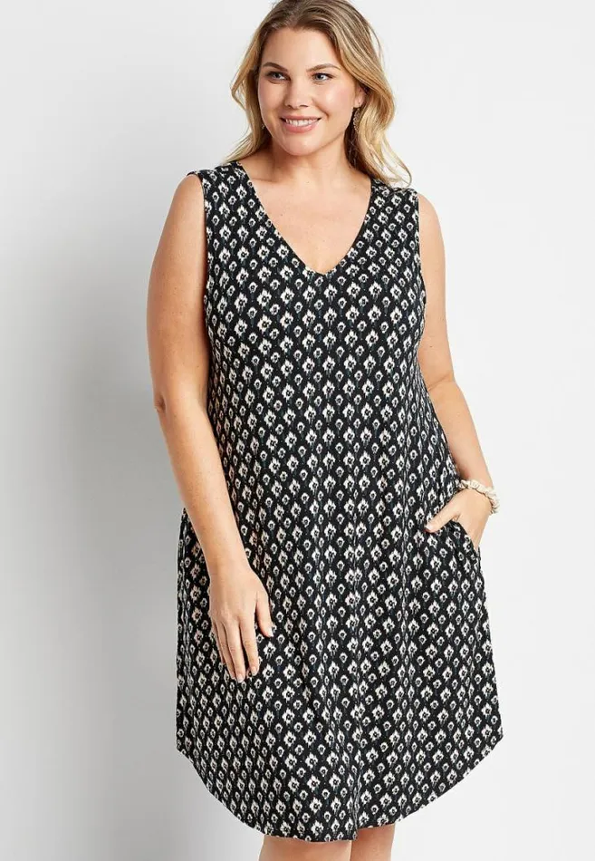 Women Plus Size 247 Black Mixed Print Shift Dress Maurices Plus Dresses and Jumpsuits Women Plus Size 247 Black Mixed Print Shift Dress Maurices Plus Dresses and Jumpsuits