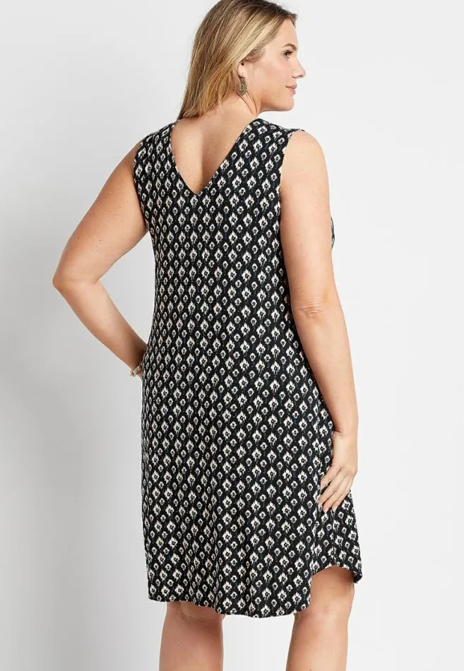 Women Plus Size 247 Black Mixed Print Shift Dress Maurices Plus Dresses and Jumpsuits