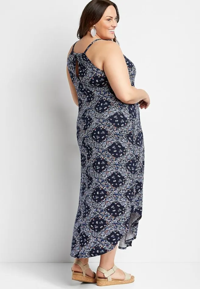Women Plus Size 247 Blue Printed Halter Neck Maxi Dress Maurices Plus Dresses and Jumpsuits