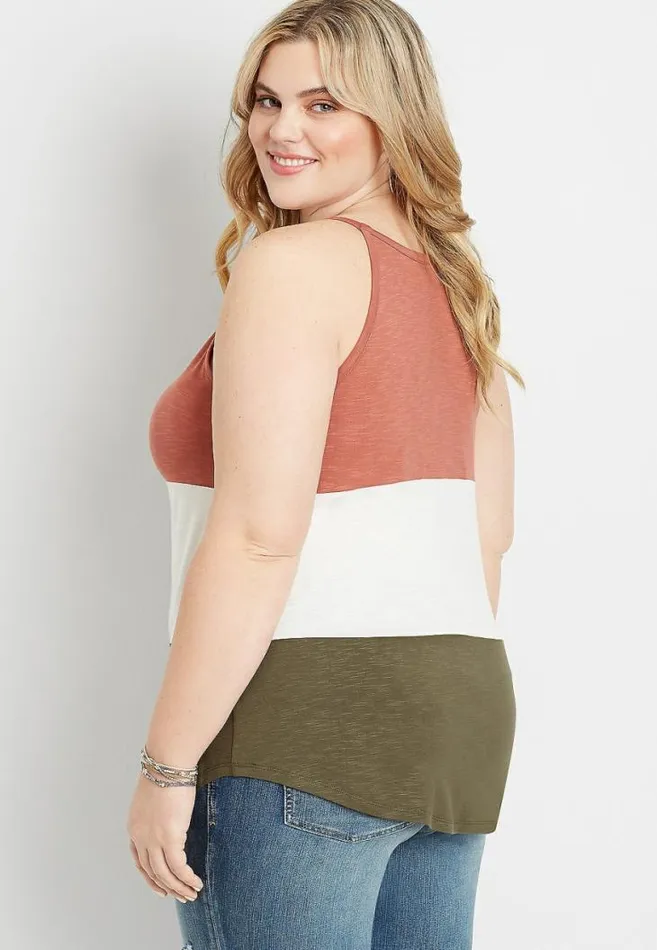 Women Plus Size 247 Color Block High Neck Tank Top Maurices Plus Tops
