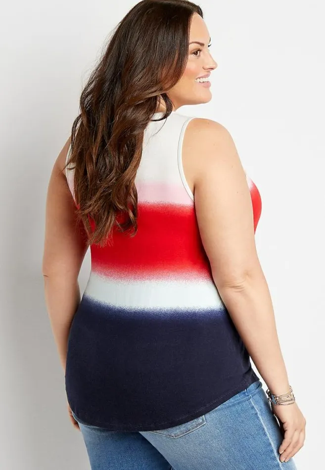 Women Plus Size 247 Color Striped V Neck Tank Top Maurices Plus Tops