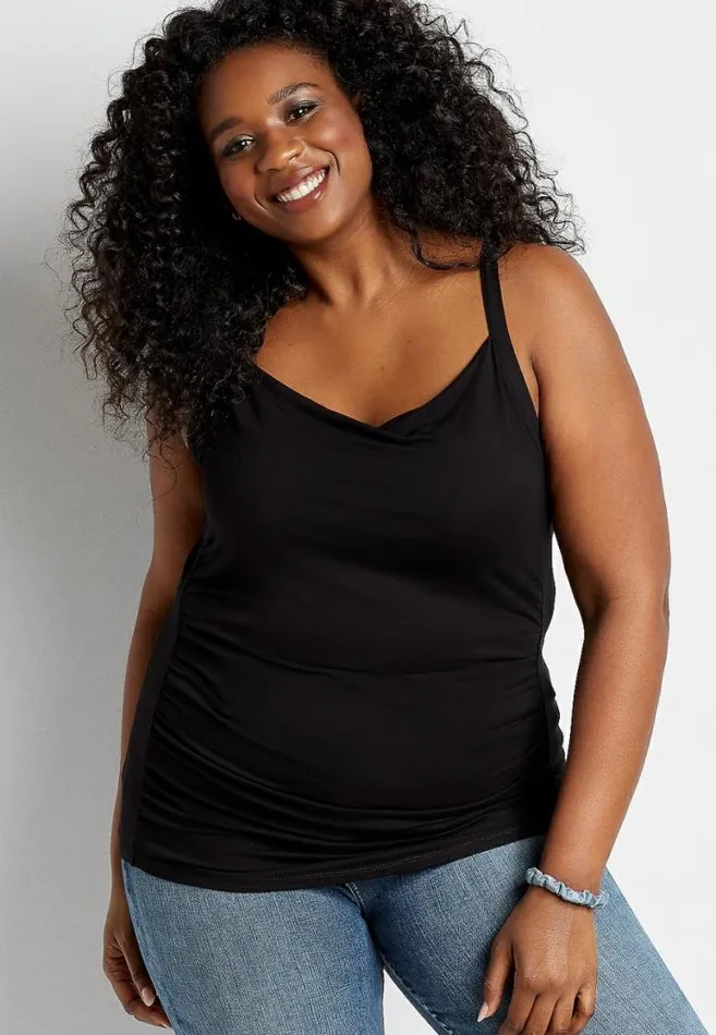 Women Plus Size 247 Cowl Front Rouched Tank Top Maurices Plus Tops