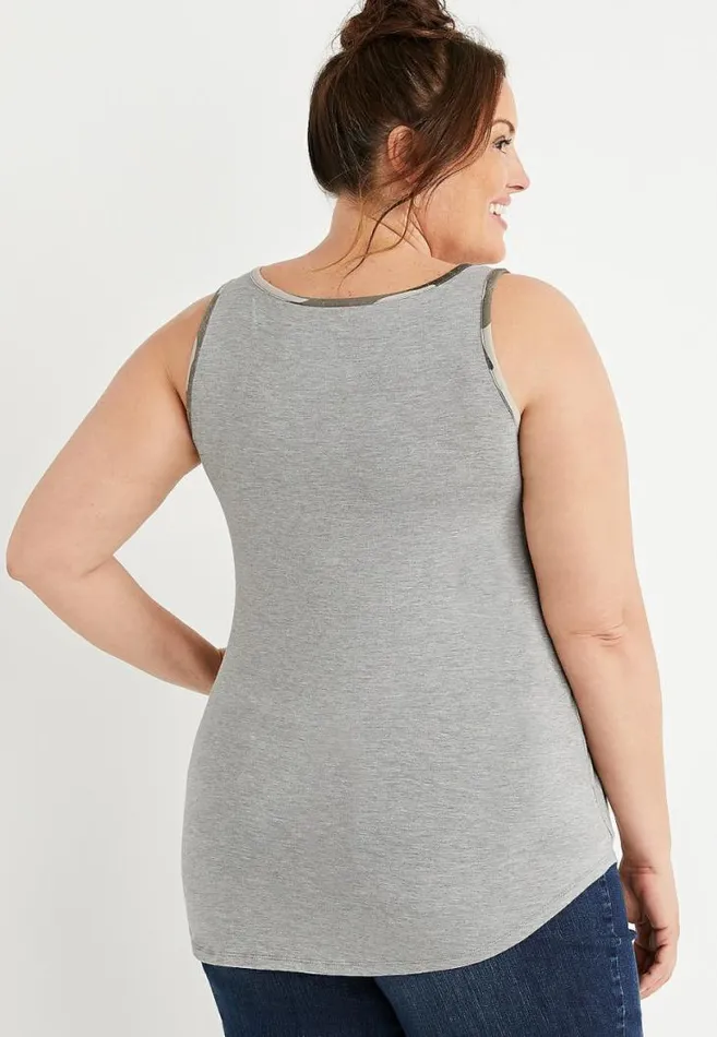 Women Plus Size 247 Gray Camo Striped Tank Top Maurices Plus Tops