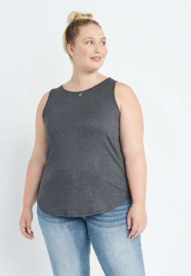 Women Plus Size 247 Gray High Neck Tank Top Maurices Plus Tops