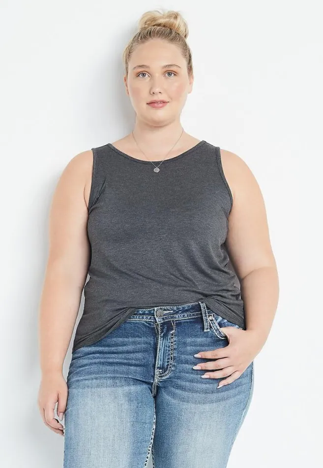 Women Plus Size 247 Gray High Neck Tank Top Maurices Plus Tops
