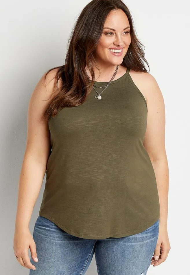 Women Plus Size 247 Olive High Neck Tank Top Maurices Plus Tops