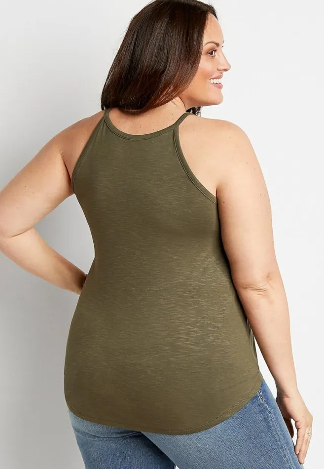 Women Plus Size 247 Olive High Neck Tank Top Maurices Plus Tops