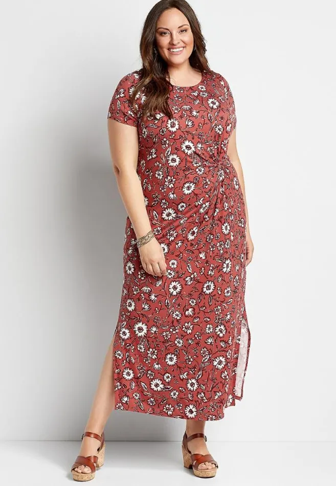 Women Plus Size 247 Pink Floral Knot Front Maxi Dress Maurices Plus Dresses and Jumpsuits Women Plus Size 247 Pink Floral Knot Front Maxi Dress Maurices Plus Dresses and Jumpsuits