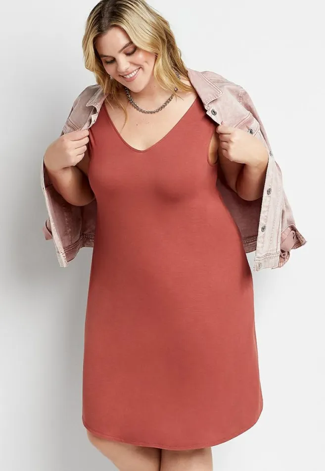 Women Plus Size 247 Red Double VNeck Shift Dress Maurices Plus Dresses and Jumpsuits Women Plus Size 247 Red Double VNeck Shift Dress Maurices Plus Dresses and Jumpsuits
