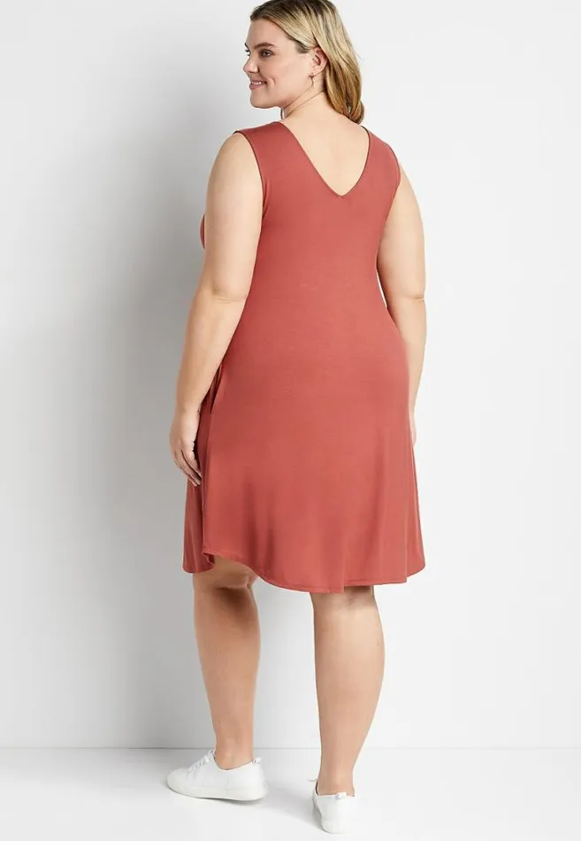 Women Plus Size 247 Red Double VNeck Shift Dress Maurices Plus Dresses and Jumpsuits