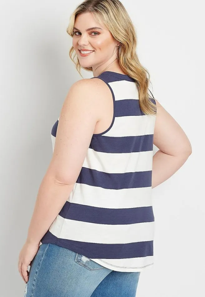Women Plus Size 247 Striped Scoop Neck Tank Top Maurices Plus Tops