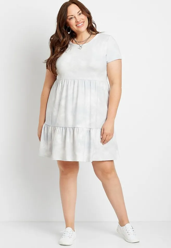 Women Plus Size 247 Tie Dye Babydoll Mini Dress Maurices Plus Dresses and Jumpsuits