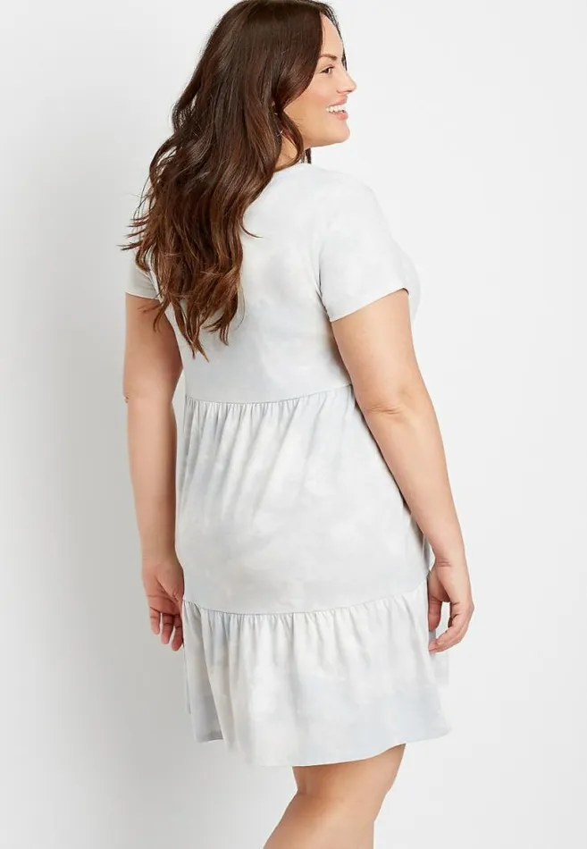 Women Plus Size 247 Tie Dye Babydoll Mini Dress Maurices Plus Dresses and Jumpsuits