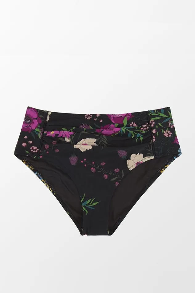 Women Plus Size and Curve Bikinis Cupshe Annabelle Floral High Waist Plus Size Bikini Bottom Black