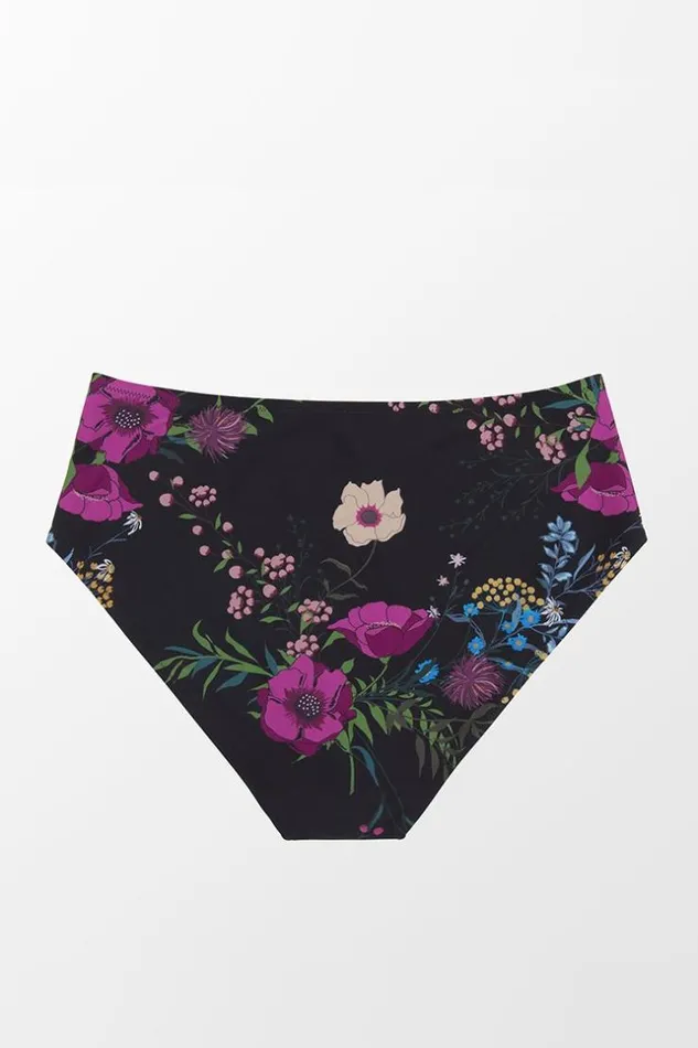 Women Plus Size and Curve Bikinis Cupshe Annabelle Floral High Waist Plus Size Bikini Bottom Black