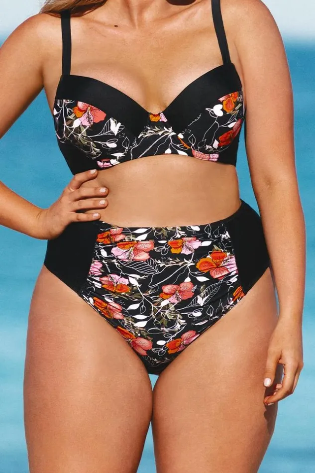 Women Plus Size and Curve Bikinis Cupshe Black Floral High Waisted Plus Size Bikini Bottom Multicolor Women Plus Size and Curve Bikinis Cupshe Black Floral High Waisted Plus Size Bikini Bottom Multicolor