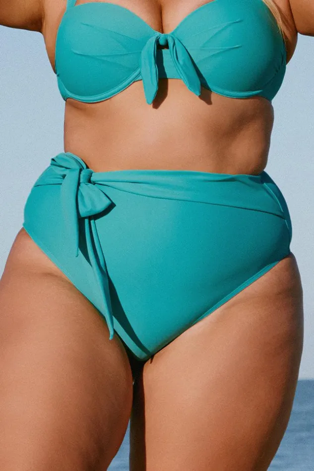 Women Plus Size and Curve Bikinis Cupshe Kristin Tie Front High Waist Plus Size Bikini Bottom Teal Women Plus Size and Curve Bikinis Cupshe Kristin Tie Front High Waist Plus Size Bikini Bottom Teal