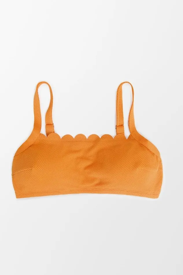 Women Plus Size and Curve Bikinis Cupshe Mayra Scalloped Back Hook Plus Size Bikini Top Orange