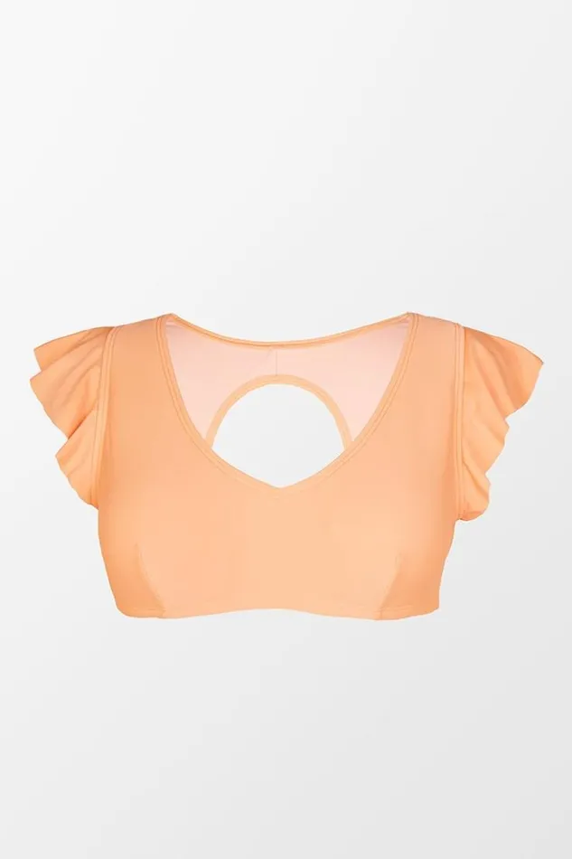 Women Plus Size and Curve Bikinis Cupshe Spring Macaron Ruffled Bralette Plus Size Bikini Top Orange