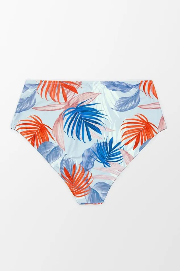 Women Plus Size and Curve Bikinis Cupshe Stacey Tropical Plants High Waist Plus Size Bikini Bottom Multicolor