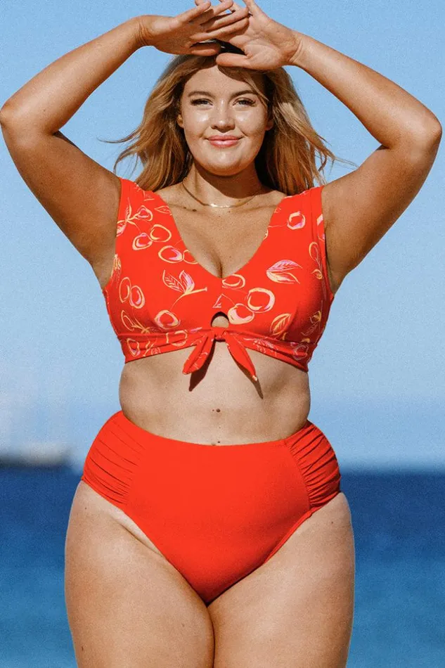 Women Plus Size and Curve Bikinis Cupshe Sweet Cherries Midkini And High Waist Plus Size Bikini Set Red Women Plus Size and Curve Bikinis Cupshe Sweet Cherries Midkini And High Waist Plus Size Bikini Set Red