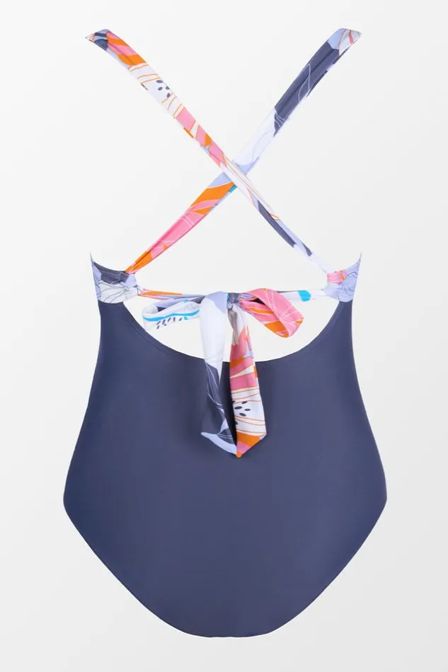 Women Plus Size and Curve Swimsuits Cupshe Deep Ocean Molded Twist Front Plus Size One Piece Swimsuit Multicolor