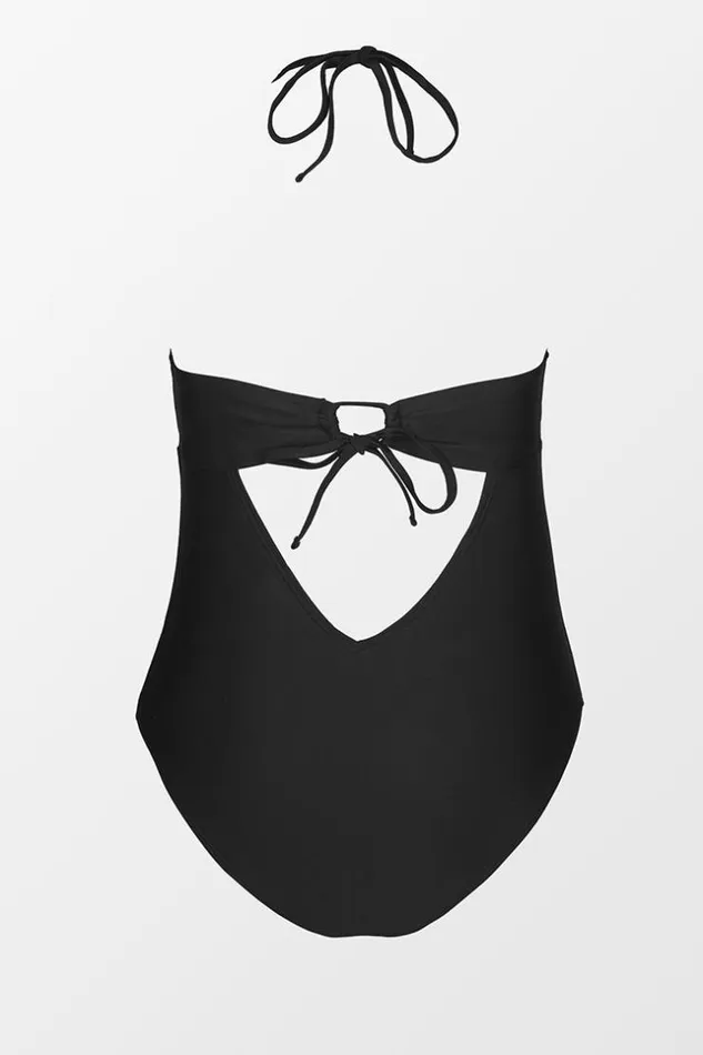 Women Plus Size and Curve Swimsuits Cupshe Kacie Black Cut Out Plus Size One Piece Swimsuit Black