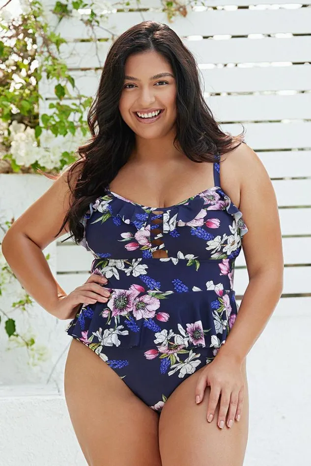 Women Plus Size and Curve Swimsuits Cupshe Navy Floral Strappy Ruffle Plus Size One Piece Swimsuit Multicolor Women Plus Size and Curve Swimsuits Cupshe Navy Floral Strappy Ruffle Plus Size One Piece Swimsuit Multicolor