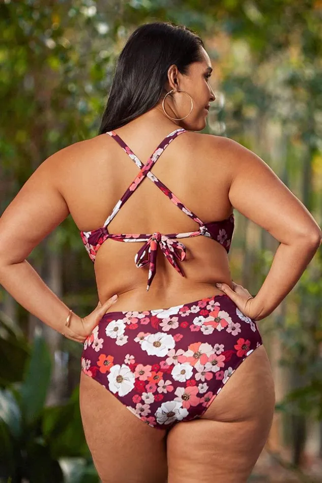 Women Plus Size and Curve Swimsuits Cupshe Olivia Floral Cutout Plus Size One Piece Swimsuit Red