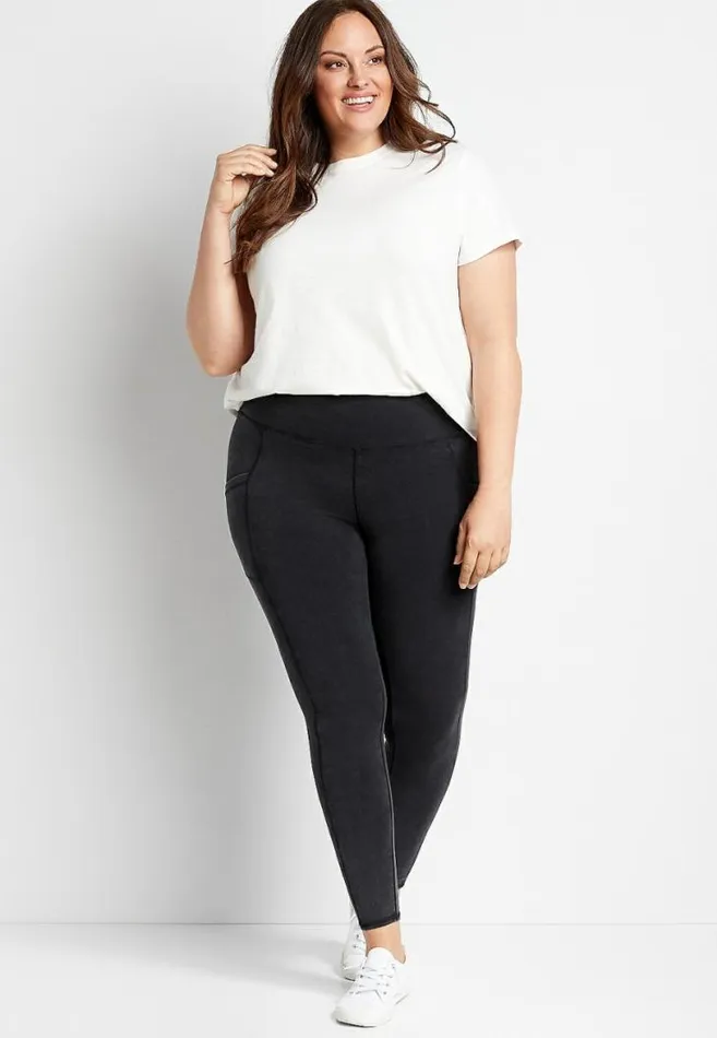 Women Plus Size Black Mineral Wash Effortless Pocket Legging Maurices Plus Bottoms Women Plus Size Black Mineral Wash Effortless Pocket Legging Maurices Plus Bottoms