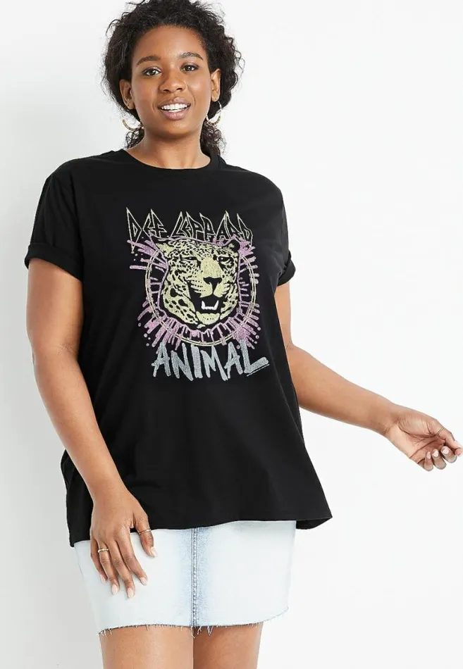 Women Plus Size Def Leppard Oversized Graphic Tee Maurices Plus Tops