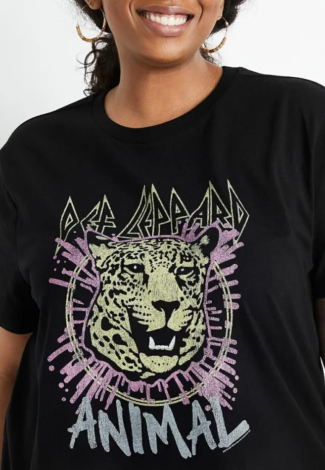 Women Plus Size Def Leppard Oversized Graphic Tee Maurices Plus Tops