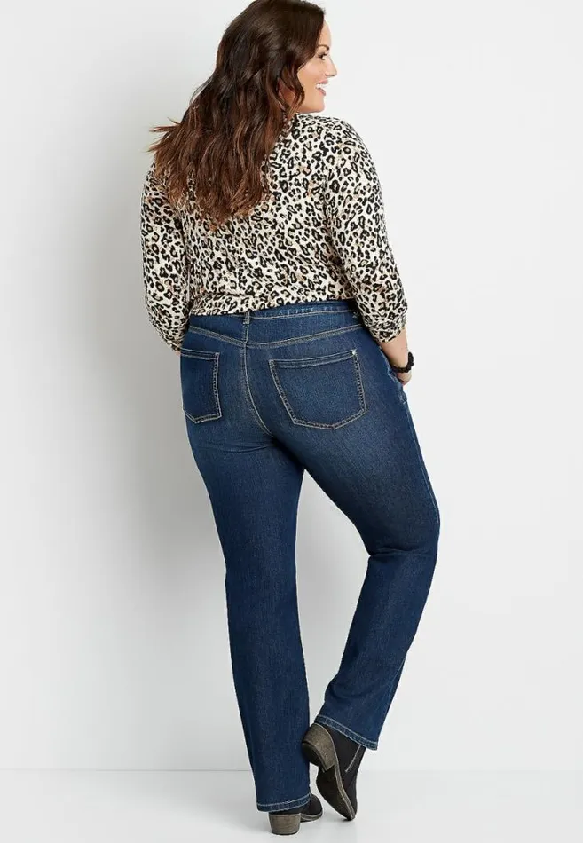 Women Plus Size Everflex High Rise Dark Wash Baby Bootcut Jean Maurices Plus Jeans