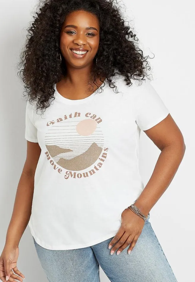 Women Plus Size Faith Can Move Mountains Graphic Tee Maurices Plus Tops