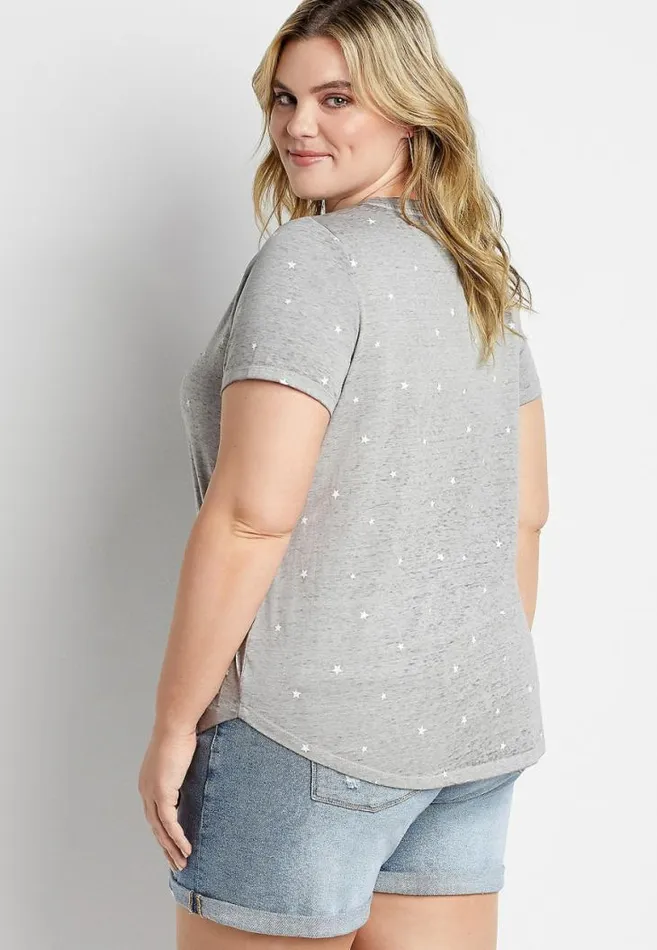 Women Plus Size Gray Americana Oh My Stars Graphic Tee Maurices Plus Tops