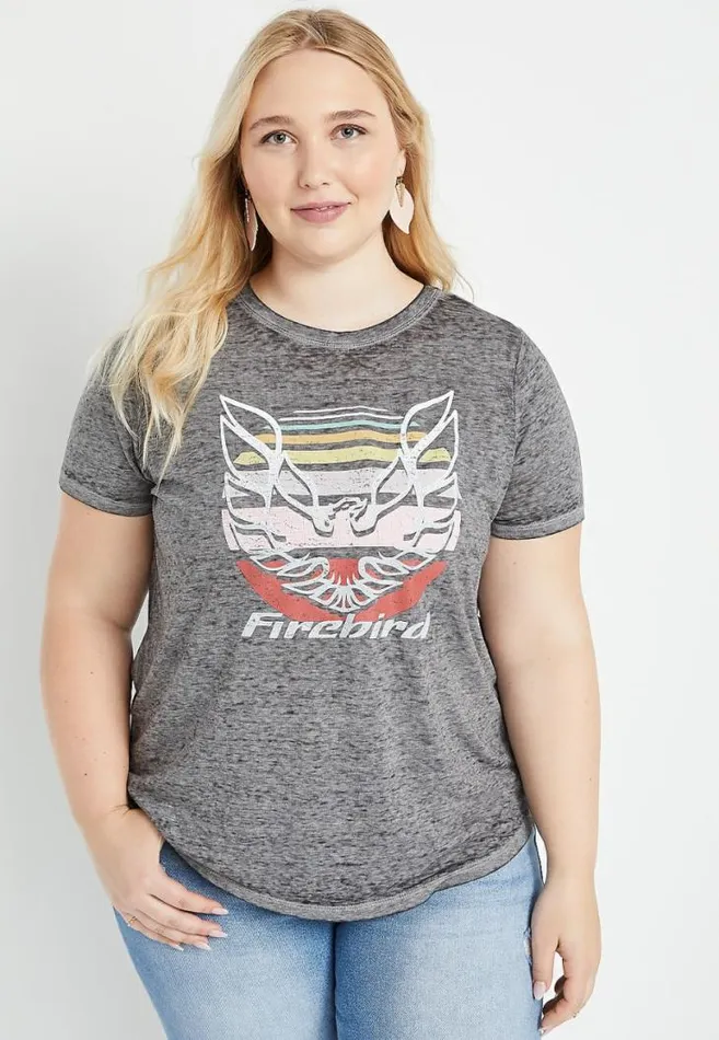 Women Plus Size Gray Firebird Graphic Tee Maurices Plus Tops
