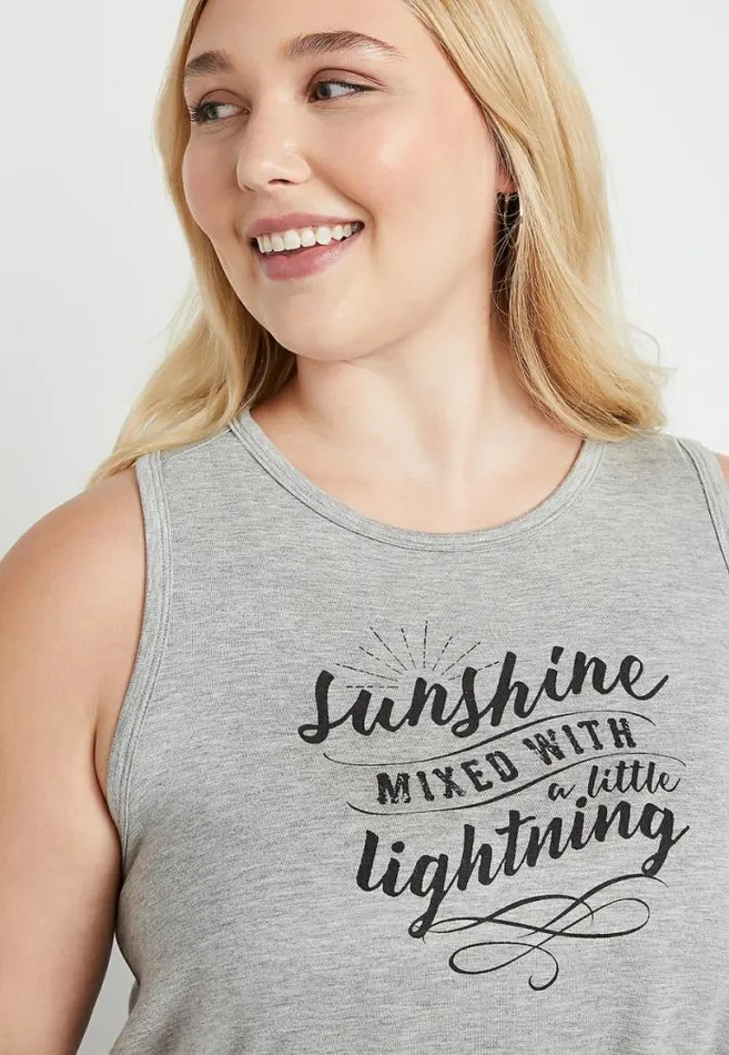 Women Plus Size Gray Sunshine Graphic Tank Top Maurices Plus Tops
