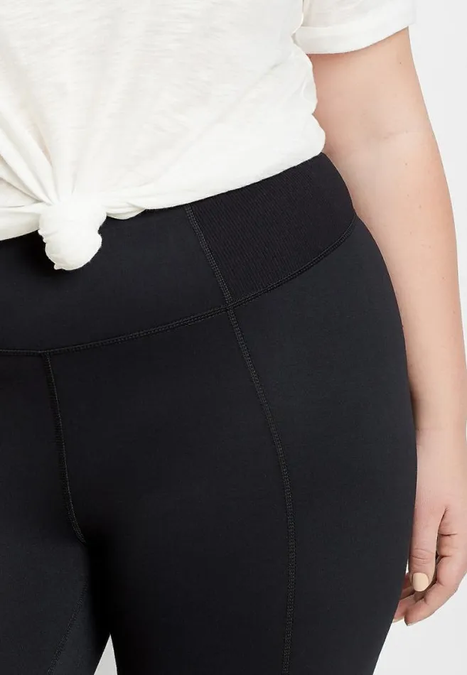 Women Plus Size High Rise Black Ribbed Waist Luxe Legging Maurices Plus Bottoms