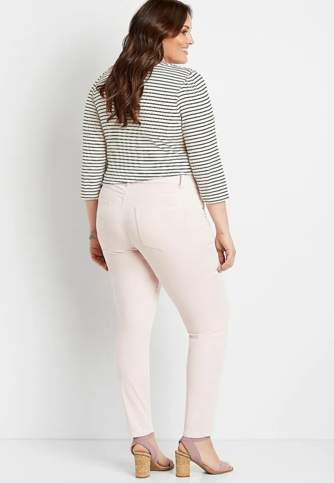 Women Plus Size High Rise Light Pink Double Button Jegging Made With RepreveandReg Maurices Plus Jeans