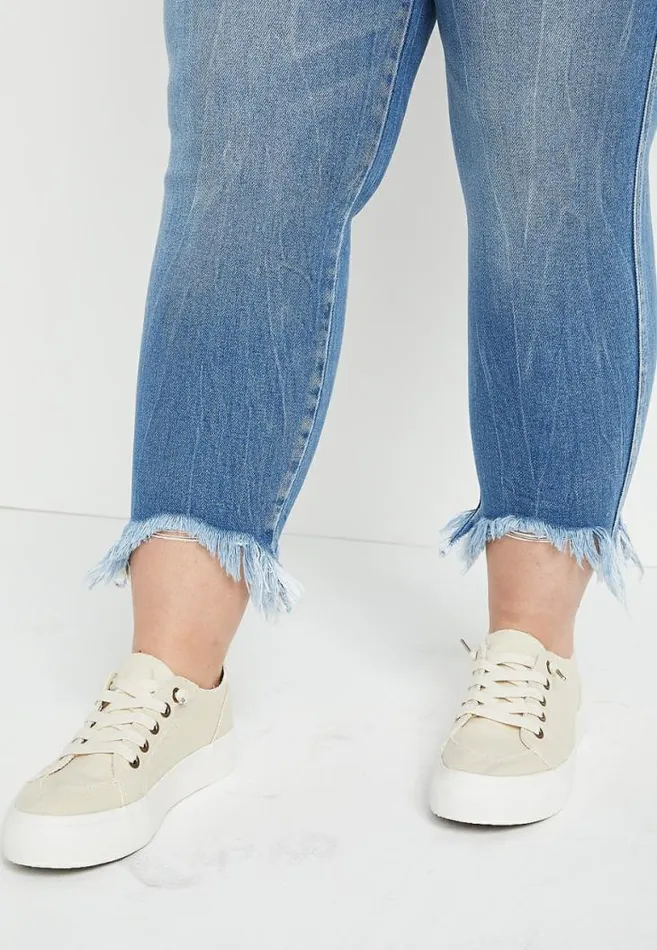 Women Plus Size Kancan Skinny Mid Rise Ripped Hem Jean Maurices Plus Jeans