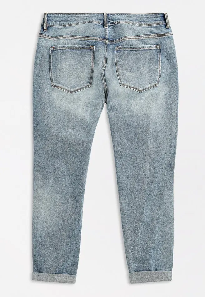 Women Plus Size Kancan Vintage Medium Tint Boyfriend Jean Maurices Plus Jeans
