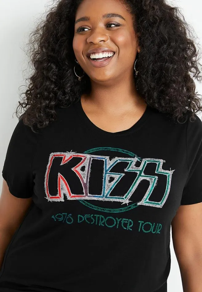 Women Plus Size Kiss Graphic Tee Maurices Plus Tops