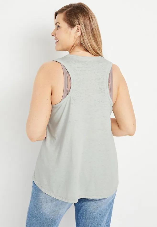 Women Plus Size Light Green Wander Free Graphic Tank Top Maurices Plus Tops