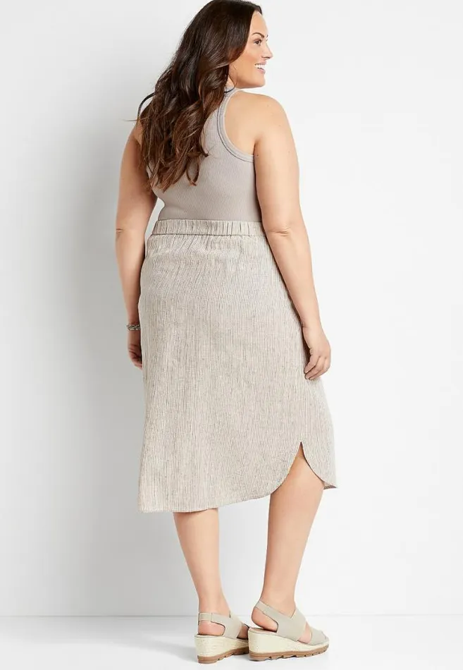 Women Plus Size Linen Button Front Midi Skirt Maurices Plus Bottoms