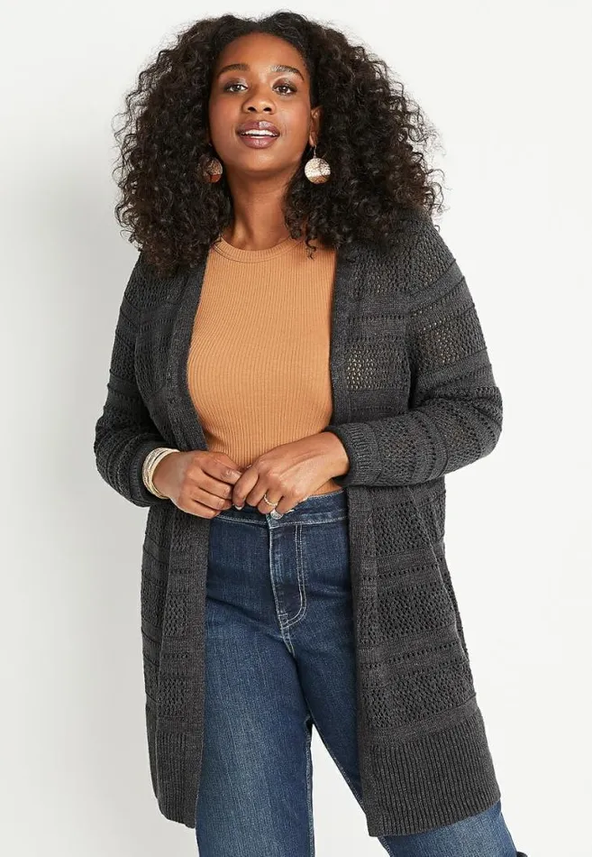 Women Plus Size Open Stitch Duster Cardigan Maurices Plus Tops